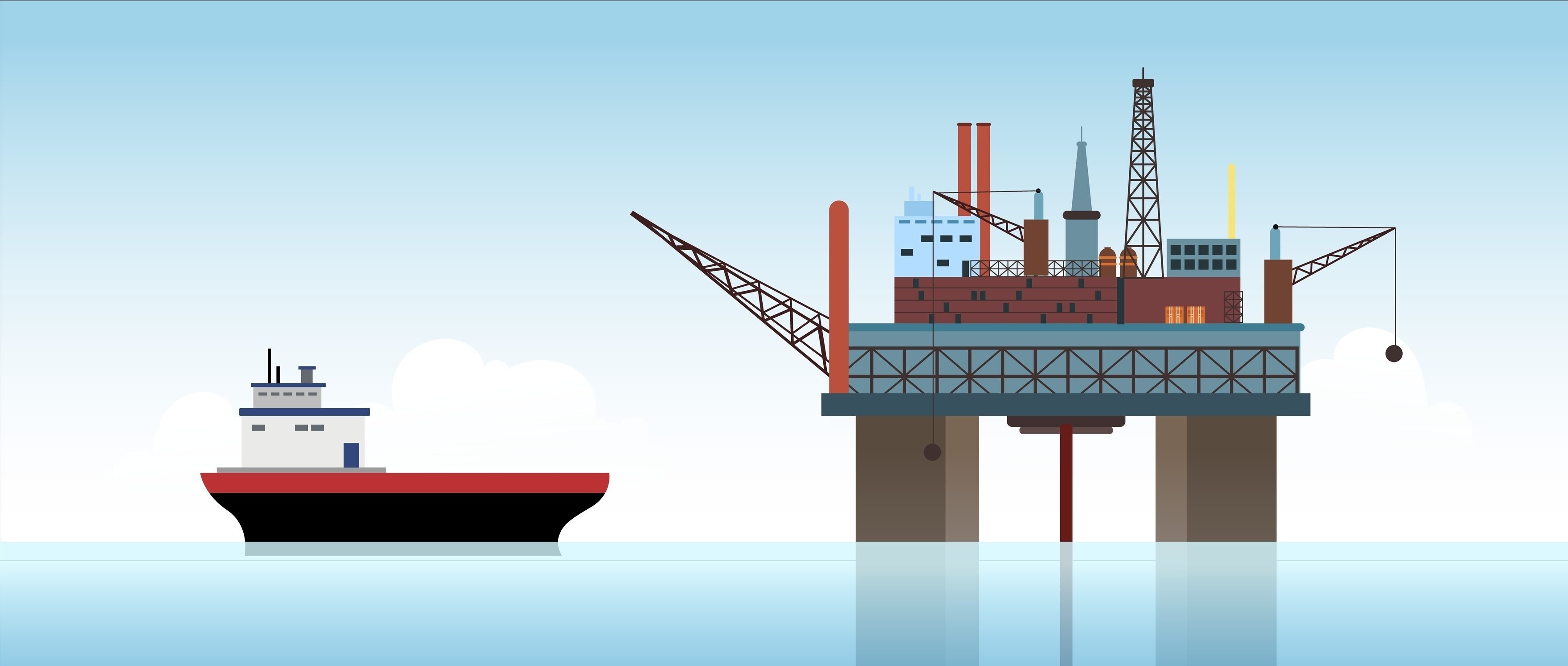 Dessin vectoriel pétrolier et gazier offshore